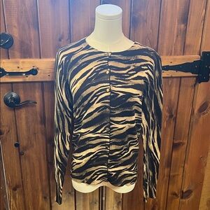 Jones, New York Sport size Small cardigan sweater brown animal print